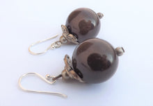 Load image into Gallery viewer, Large Brown Miracle Bead Earrings