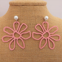 Load image into Gallery viewer, Large Frosted Flower with Faux Pearl Stud Setting (6x Colour Options)