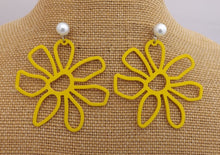 Load image into Gallery viewer, Large Frosted Flower with Faux Pearl Stud Setting (6x Colour Options)