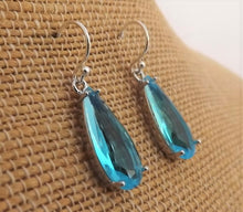 Load image into Gallery viewer, Light Blue Faceted Crystal Drop Earrings on Sterling Silver Hooks