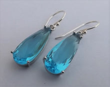 Load image into Gallery viewer, Light Blue Faceted Crystal Drop Earrings on Sterling Silver Hooks