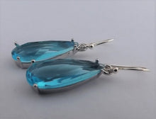 Load image into Gallery viewer, Light Blue Faceted Crystal Drop Earrings on Sterling Silver Hooks