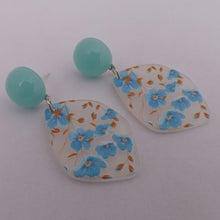 Load image into Gallery viewer, Light Blue Flowers on Clear Acrylic Earrings