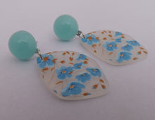 Load image into Gallery viewer, Light Blue Flowers on Clear Acrylic Earrings