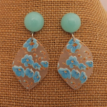 Load image into Gallery viewer, Light Blue Flowers on Clear Acrylic Earrings