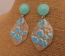 Load image into Gallery viewer, Light Blue Flowers on Clear Acrylic Earrings