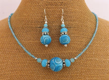 Load image into Gallery viewer, Light Blue Koru Kathryn Design Handmade Beads Necklace & Earrings Set