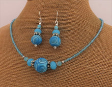 Load image into Gallery viewer, Light Blue Koru Kathryn Design Handmade Beads Necklace & Earrings Set