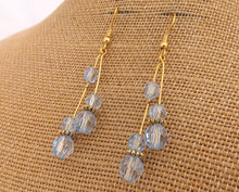 Load image into Gallery viewer, Light Blue & Gold Handmade Bead Drop Earrings