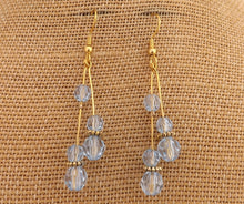 Load image into Gallery viewer, Light Blue & Gold Handmade Bead Drop Earrings