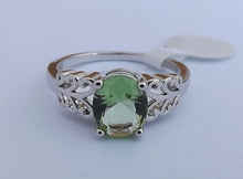 Load image into Gallery viewer, Light Green & Silver Tone Bling Ring (size 11)