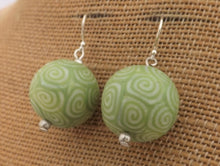 Load image into Gallery viewer, Light Green & Yellow Kathryn Design Bead Earrings on Sterling Silver Hooks