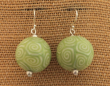 Load image into Gallery viewer, Light Green & Yellow Kathryn Design Bead Earrings on Sterling Silver Hooks