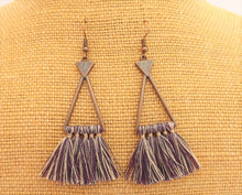 Load image into Gallery viewer, Copper Tone Triangle Tassel Earrings (12x colour options)
