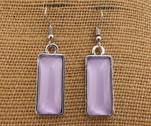 Load image into Gallery viewer, Light Purple Rectangle Dome Drop Earrings