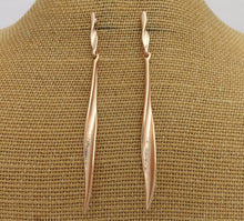 Load image into Gallery viewer, Long Rose Gold Tone Stud Drop Earrings