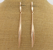 Load image into Gallery viewer, Long Rose Gold Tone Stud Drop Earrings