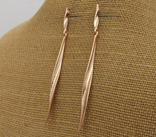 Load image into Gallery viewer, Long Rose Gold Tone Stud Drop Earrings