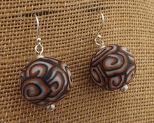 Load image into Gallery viewer, Metallic Gold Koru Handmade Kathryn Design Bead Earrings, Sterling Silver Hooks
