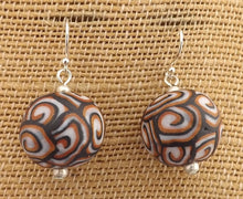 Load image into Gallery viewer, Metallic Gold Koru Handmade Kathryn Design Bead Earrings, Sterling Silver Hooks