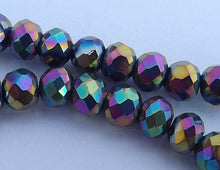 Load image into Gallery viewer, 6x8mm Rainbow Titanium Effect Crystal Cut Rondelle Beads