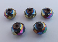 Load image into Gallery viewer, 6x8mm Rainbow Titanium Effect Crystal Cut Rondelle Beads