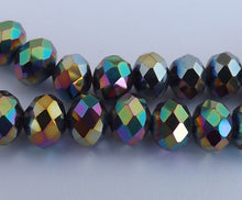 Load image into Gallery viewer, 6x8mm Rainbow Titanium Effect Crystal Cut Rondelle Beads