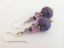 Load image into Gallery viewer, Mid Purple Koru Kathryn Design earrings on Sterling Silver Hooks
