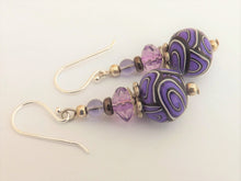 Load image into Gallery viewer, Mid Purple Koru Kathryn Design earrings on Sterling Silver Hooks