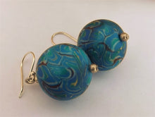 Load image into Gallery viewer, Mottled Blue Handmade Kathryn Design Bead Earrings on Sterling Silver Hooks