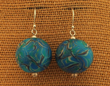 Load image into Gallery viewer, Mottled Blue Handmade Kathryn Design Bead Earrings on Sterling Silver Hooks
