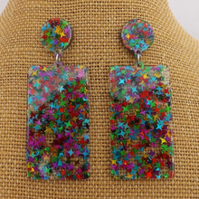 Load image into Gallery viewer, Multi Coloured Glitter & Clear Acrylic Earrings
