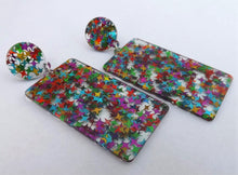 Load image into Gallery viewer, Multi Coloured Glitter & Clear Acrylic Earrings