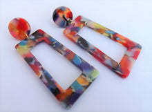 Load image into Gallery viewer, Acrylic Rectangle Drop Earrings (multiple colour options)