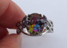 Load image into Gallery viewer, Multi Coloured & Silver Tone Costume Ring (size 11)