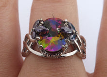 Load image into Gallery viewer, Multi Coloured & Silver Tone Costume Ring (size 11)