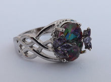 Load image into Gallery viewer, Multi Coloured & Silver Tone Costume Ring (size 11)