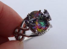 Load image into Gallery viewer, Multi Coloured & Silver Tone Costume Ring (size 11)