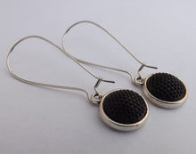 Load image into Gallery viewer, Opaque Black Handmade Dome Earrings on Long Kidney Hooks