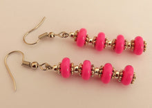 Load image into Gallery viewer, Opaque Bright Pink Bead Earrings