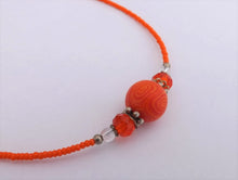 Load image into Gallery viewer, Orange Koru Kathryn Design bead necklace