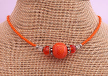 Load image into Gallery viewer, Orange Koru Kathryn Design bead necklace