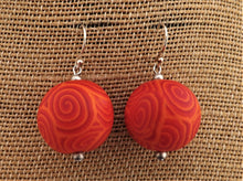 Load image into Gallery viewer, Orange Korus Kathryn Design Bead Earrings on Sterling Silver hooks
