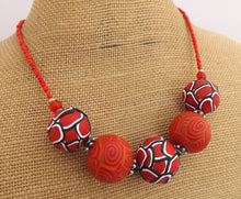 Load image into Gallery viewer, Orange, Black & White Layered Kathryn Design 5 Bead Chunky Necklace