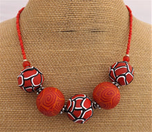 Load image into Gallery viewer, Orange, Black & White Layered Kathryn Design 5 Bead Chunky Necklace