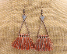 Load image into Gallery viewer, Copper Tone Triangle Tassel Earrings (12x colour options)