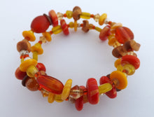 Load image into Gallery viewer, Orange & Yellow Beads Memory Wire Bracelet