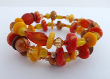 Load image into Gallery viewer, Orange & Yellow Beads Memory Wire Bracelet