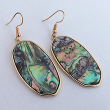 Load image into Gallery viewer, Paua & Gold Tone Drop Earrings