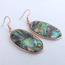 Load image into Gallery viewer, Paua & Gold Tone Drop Earrings